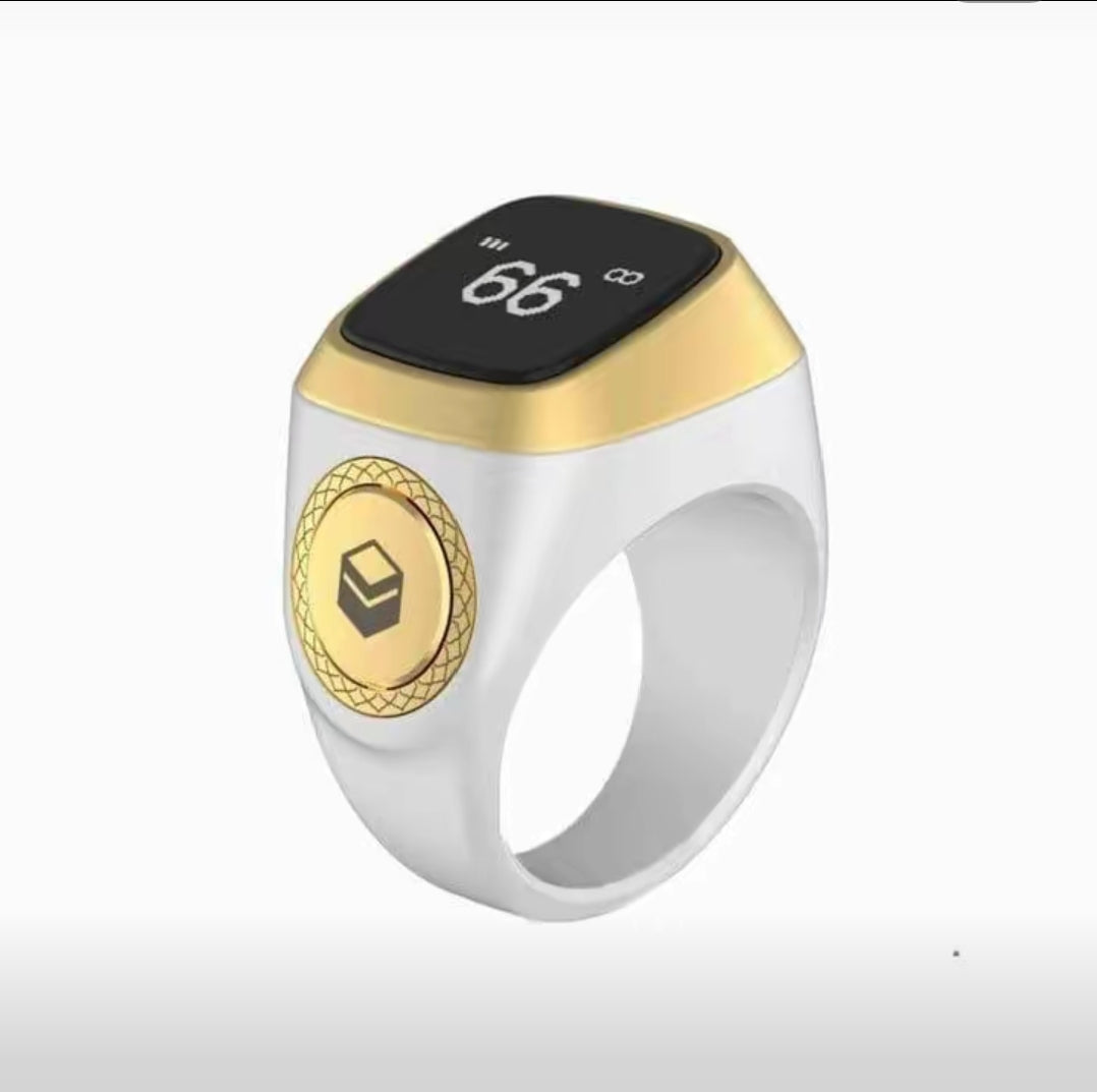 Smart Digital Tasbih Ring – OLED Display | Finger Zikr Counter (Black)